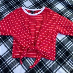 Striped tied crop top